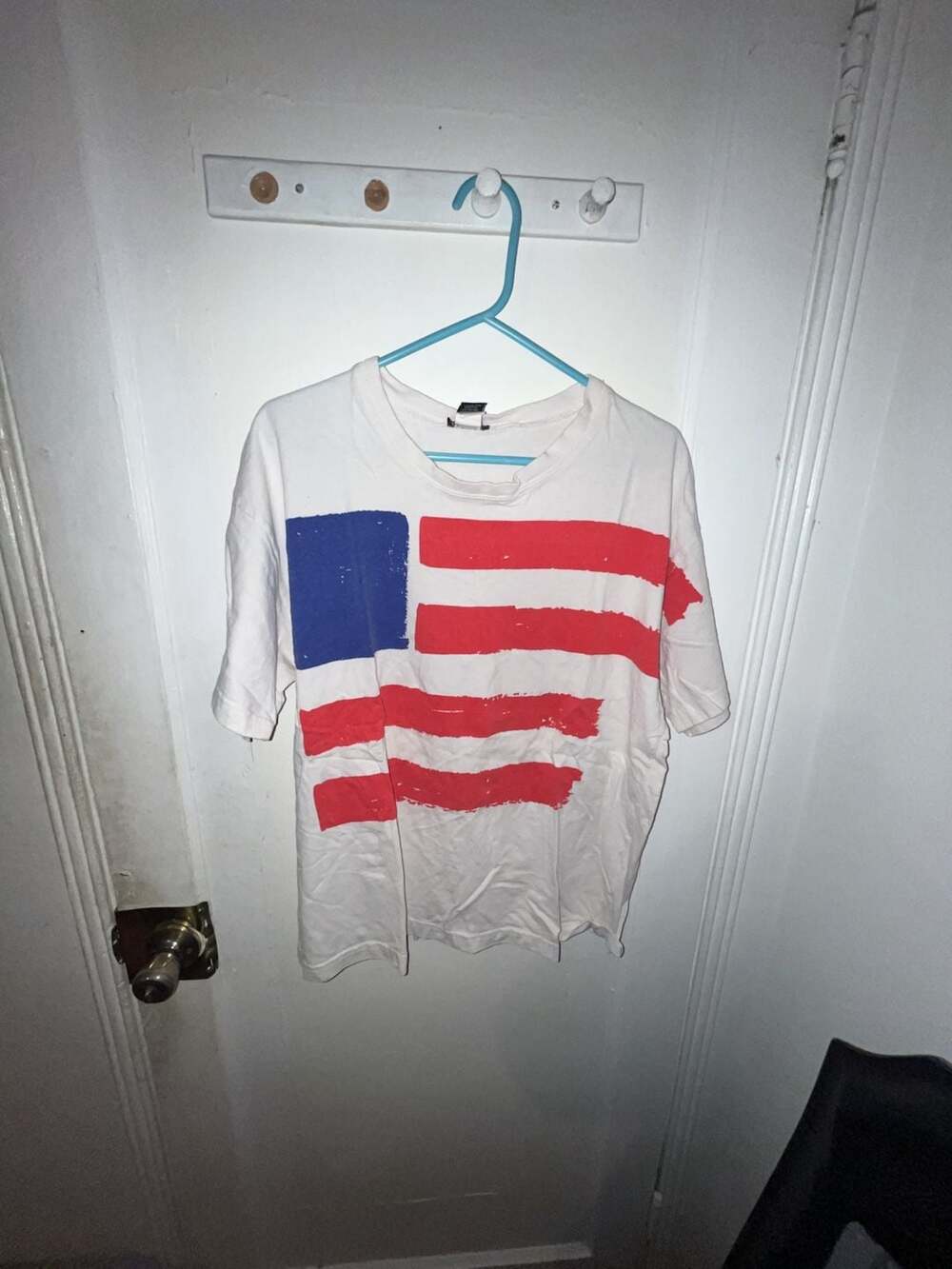 NY News American Flag Graphic T-Shirt Size M White Cotton